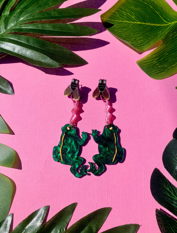 Frog and Fly Earrings