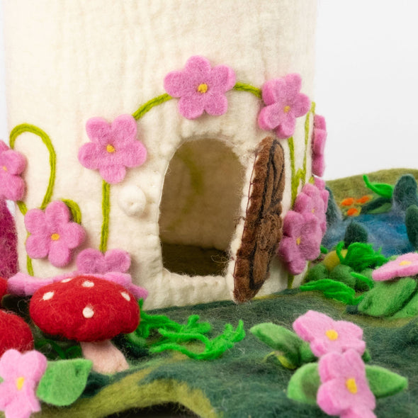 Felt Pink Fairy Cottage Finger Puppet House