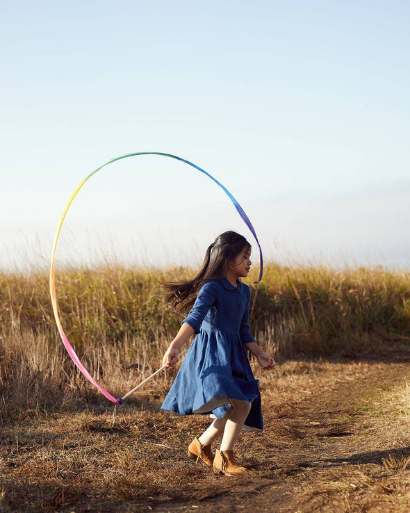 Rainbow Silk & Wood Streamer