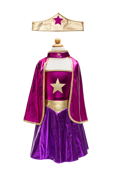 Superhero Star Dress, Cape & Headpiece - Size 5-6