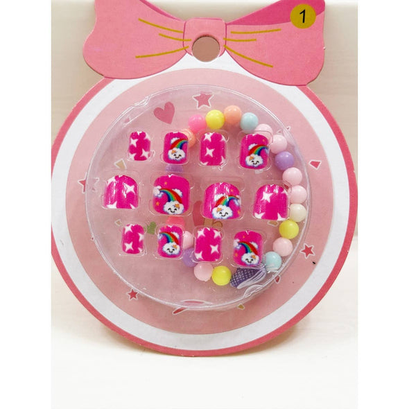 Press On Kids Nails Set with Bracelet
