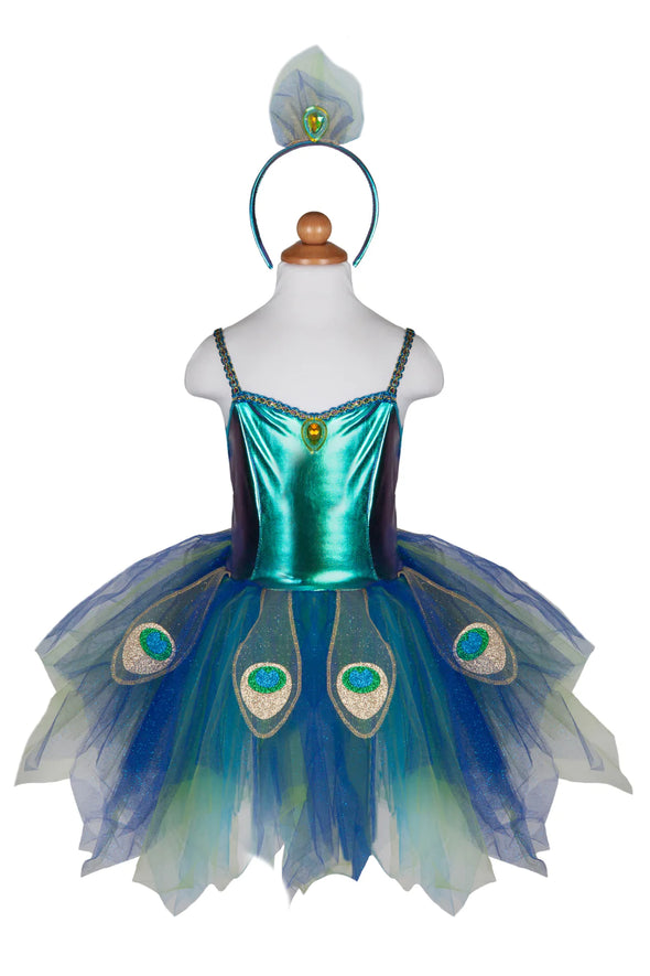 Pretty Peacock Dress & Headband - Size 5-6