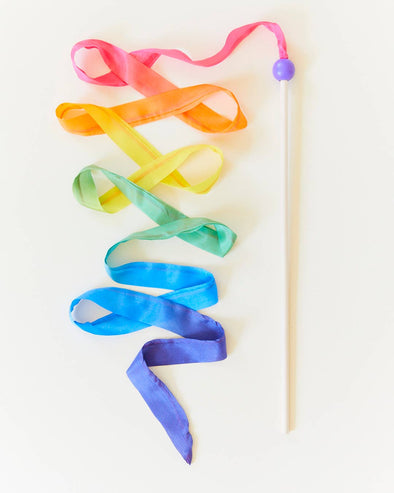 Rainbow Silk & Wood Streamer