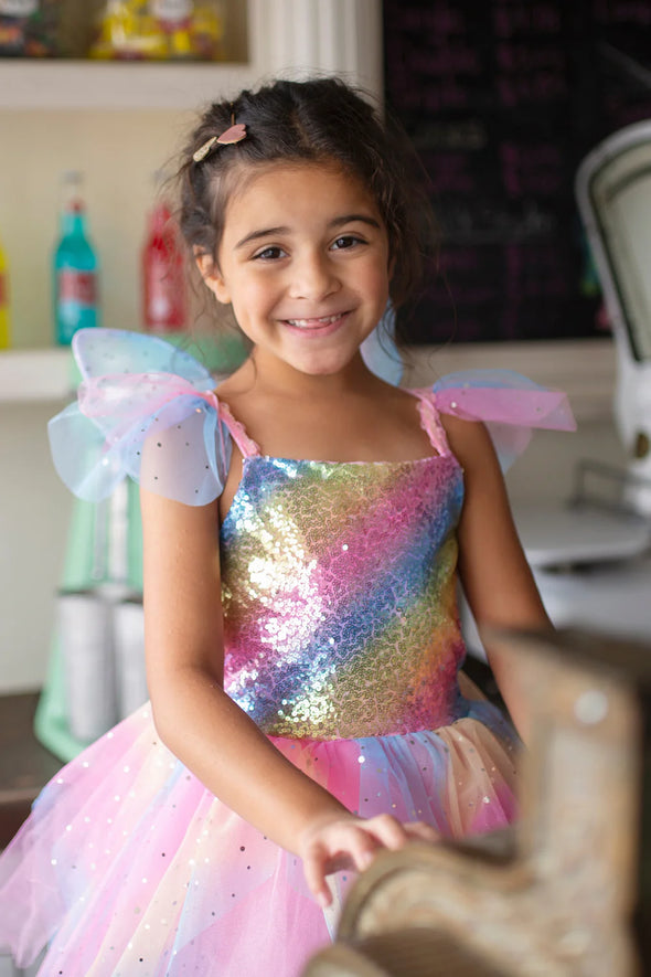 Rainbow Fairy Dress & Wings - Size 5-6
