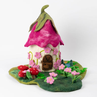 Felt Pink Fairy Cottage Finger Puppet House