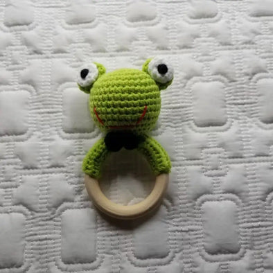 Knitted Organic Green Frog Rattle