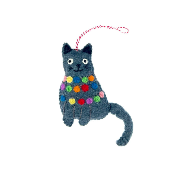 Cat Tangled in Christmas Lights Ornament 