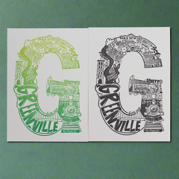 Letterscapes Greenville 5x7 Letterpress Print