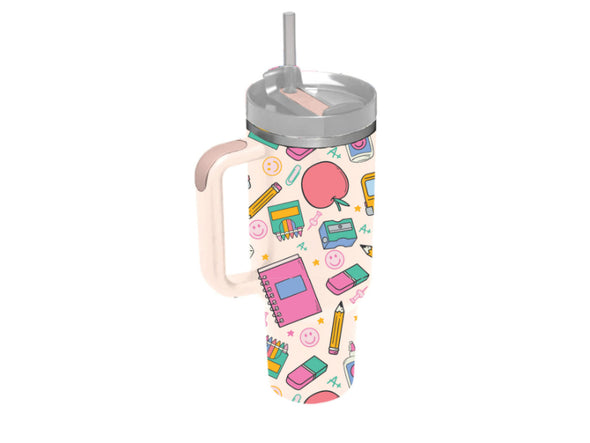 School Days 30oz Tumbler with Straw and Handle