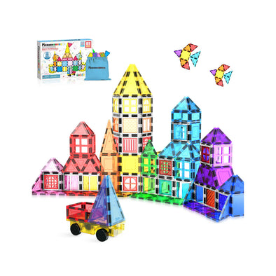PicassoTiles Magnetic Tiles Building Set  - 61 pc
