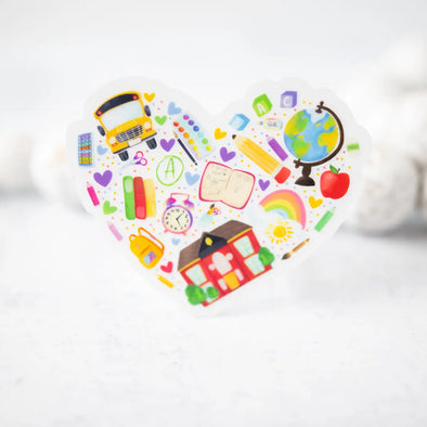 School Favorites Heart Vinyl Sticker, 3 in