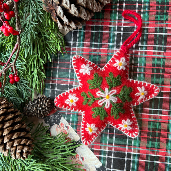 Red Six Pointed Star Christmas Ornament