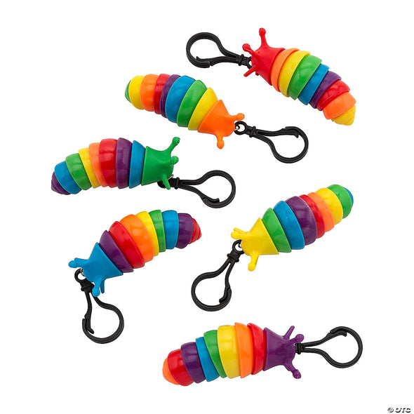 Rainbow Fidget Slug Backpack Keychains