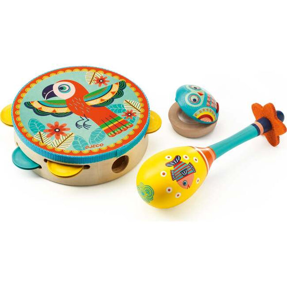 Animambo 3 Piece Instrument Set - Tambourine, Maracas & Castanet