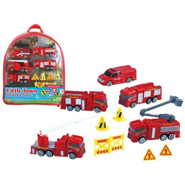 Fire Rescue Vehicles Backpack Playset