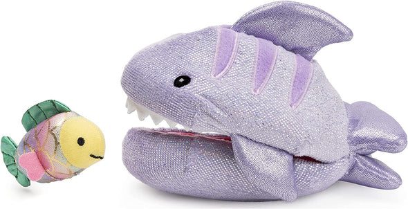 Shark Plush Pod with Fish 9.5"