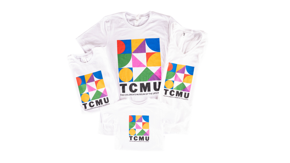 TCMU Geometric Branded Shirt (White V-Neck Sizes)