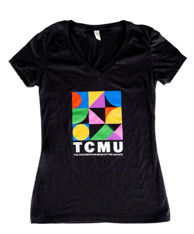 TCMU Geometric Branded Shirt (Black V-Neck Sizes)